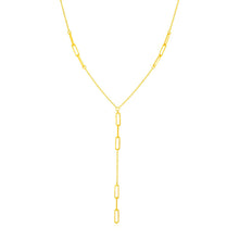 Load image into Gallery viewer, 14K Yellow Gold Lariat Necklace with Paperclip Chain Stations