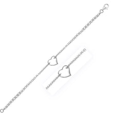 Load image into Gallery viewer, 14k White Gold Cable Chain Anklet with Open Heart Station