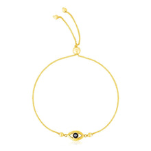Load image into Gallery viewer, 14k Yellow Gold Adjustable Evil Eye Bracelet