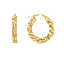 Load image into Gallery viewer, 14k Yellow Gold Rope Hoop Earrings