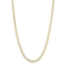 Load image into Gallery viewer, 14k Yellow Gold White Pave High Polish Modern Lite Miami Cuban Chain (6.5mm)