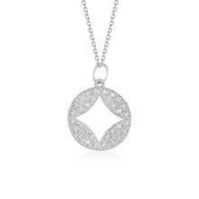 Load image into Gallery viewer, 14k White Gold Diamond Studded Circle Pendant with Cut-out (1/3 cttw)