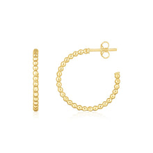 Load image into Gallery viewer, 14K Yellow Gold Bead Hoop Earrings