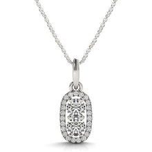 Load image into Gallery viewer, Outer Oval Shaped Two Stone Diamond Pendant in 14k White Gold (5/8 cttw)