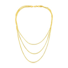 Load image into Gallery viewer, 14k Yellow Gold Three Strand Herringbone Chain Necklace