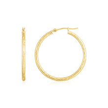 Load image into Gallery viewer, 14K Yellow Gold Diamond Cut Hoop Earrings