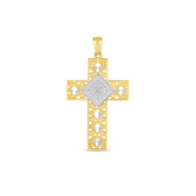 Load image into Gallery viewer, 14k Two Tone Gold High Polish Diamond Cut Cross Pendant