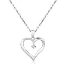 Load image into Gallery viewer, Sterling Silver Diamond Embellished Open Heart Pendant (.03 cttw)