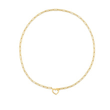 Load image into Gallery viewer, 14k Yellow Gold Heart Element Paperclip Necklace