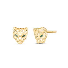 Load image into Gallery viewer, 14k Yellow Gold Panther Head Stud Earrings