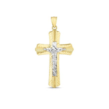 Load image into Gallery viewer, 14k Two Tone Gold High Polish Diamond Cut Cross Pendant