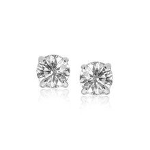 Load image into Gallery viewer, Sterling Silver Stud Earrings with White Hue Faceted Cubic Zirconia