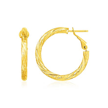 Load image into Gallery viewer, 14k Yellow Gold Petite Twisted Round Hoop Earrings