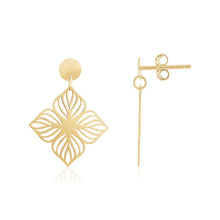 Load image into Gallery viewer, 14K Yellow Gold High Polish Flower Cutout Earrings