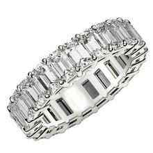 Load image into Gallery viewer, Emerald Cut Lab Grown Diamond Eternity Ring in 14k White Gold (6 cttw FG/VS2)