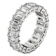 Load image into Gallery viewer, Emerald Cut Lab Grown Diamond Eternity Ring in 14k White Gold (6 cttw FG/VS2)