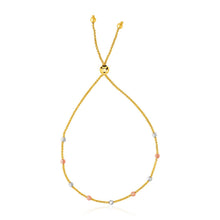 Load image into Gallery viewer, 14k Tri-Color Gold Textured Bead Station Lariat Bracelet