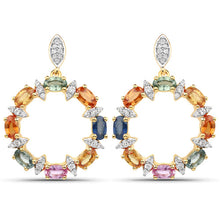 Load image into Gallery viewer, 4.12 Carat Genuine Multi Sapphire .925 Sterling Silver Earrings