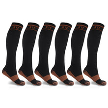 Load image into Gallery viewer, 6-Pairs: Unisex Copper-Infused Knee High Compression Socks