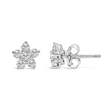 Load image into Gallery viewer, 10K White Gold 1/2 Cttw Lab Grown Diamond Star Stud Earrings