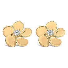 Load image into Gallery viewer, 10K White Gold 1/3 Cttw Lab Grown Diamond Flower Petal Stud Earrings