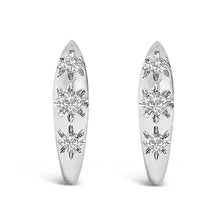 Load image into Gallery viewer, 10K White Gold 1/5 Cttw Lab Grown Diamond Three Stone Huggie Hoop Earrings