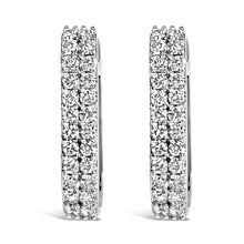 Load image into Gallery viewer, 10K White Gold 1/4 Cttw Lab Grown Diamond Double Row Huggie Hoop Earrings