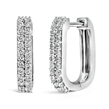 Load image into Gallery viewer, 10K White Gold 1/4 Cttw Lab Grown Diamond Double Row Huggie Hoop Earrings
