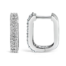Load image into Gallery viewer, 10K White Gold 1/4 Cttw Lab Grown Diamond Double Row Huggie Hoop Earrings