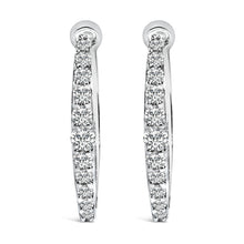 Load image into Gallery viewer, 10K White Gold 1/4 Cttw Lab Grown Diamond Heart Shaped Huggy Hoop Earrings