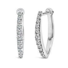Load image into Gallery viewer, 10K White Gold 1/4 Cttw Lab Grown Diamond Heart Shaped Huggy Hoop Earrings
