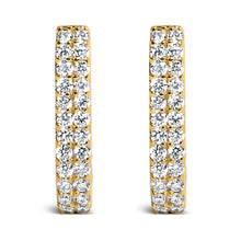 Load image into Gallery viewer, 10K White Gold 1/4 Cttw Lab Grown Diamond Double Row Huggie Hoop Earrings
