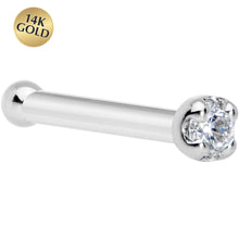 Load image into Gallery viewer, 18G Solid 14k White Gold 1.5mm Genuine Diamond Nose Bone