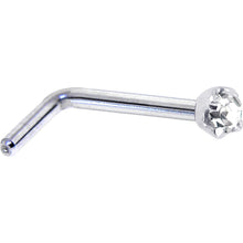 Load image into Gallery viewer, Solid 14K White Gold 2mm Clear Cubic Zirconia Nose Ring