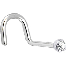 Load image into Gallery viewer, Solid 14K White Gold 2mm Clear Cubic Zirconia Nose Ring