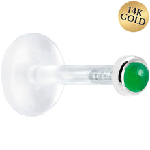 Load image into Gallery viewer, 16G 5/16 Solid 14K White Gold 2mm Genuine Jade Bioplast Tragus Earring Stud