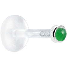 Load image into Gallery viewer, 16G 5/16 Solid 14K White Gold 2mm Genuine Jade Bioplast Tragus Earring Stud