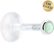 Load image into Gallery viewer, 16G 5/16 Solid 14K White Gold 2mm Genuine Aventurine Quartz Bioplast Tragus Earring Stud