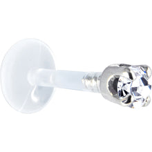 Load image into Gallery viewer, 16G 5/16 Solid 14K White Gold 3mm Clear Cubic Zirconia Bioplast Tragus Earring Stud