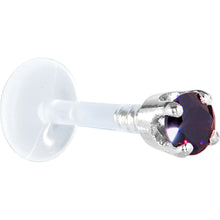 Load image into Gallery viewer, 16G 5/16 Solid 14K White Gold 3mm Amethyst Cubic Zirconia Bioplast Tragus Earring Stud