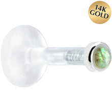 Load image into Gallery viewer, Solid 14K White Gold 2mm Genuine Labradorite Bioplast Push in Labret