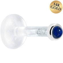 Load image into Gallery viewer, Solid 14K White Gold 2mm Genuine Blue Lapis Lazuli Bioplast Push in Labret