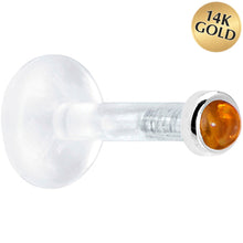 Load image into Gallery viewer, Solid 14K White Gold 2mm Genuine Citrine Bioplast Push in Labret