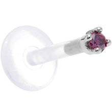 Load image into Gallery viewer, Solid 14K White Gold 1.5mm Genuine Purple Diamond Bioplast Push in Labret