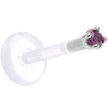 Load image into Gallery viewer, Solid 14K White Gold 1.5mm Genuine Purple Diamond Bioplast Push in Labret