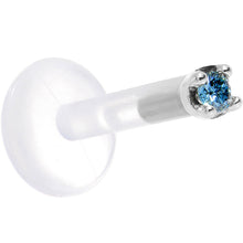 Load image into Gallery viewer, Solid 14K White Gold 1.5mm Genuine Blue Diamond Bioplast Push in Labret