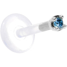 Load image into Gallery viewer, Solid 14K White Gold 1.5mm Genuine Blue Diamond Bioplast Push in Labret