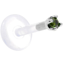 Load image into Gallery viewer, Solid 14K White Gold 1.5mm Genuine Green Diamond Bioplast Push in Labret