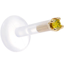 Load image into Gallery viewer, Solid 14K Yellow Gold 1.5mm Genuine Yellow Diamond Bioplast Push in Labret