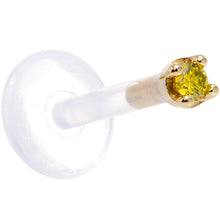 Load image into Gallery viewer, Solid 14K Yellow Gold 1.5mm Genuine Yellow Diamond Bioplast Push in Labret